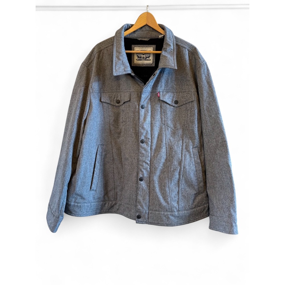 Levi's Men's Big & Tall Heather Grey Fleece Lined Softshell Trucker Jacket 3XL